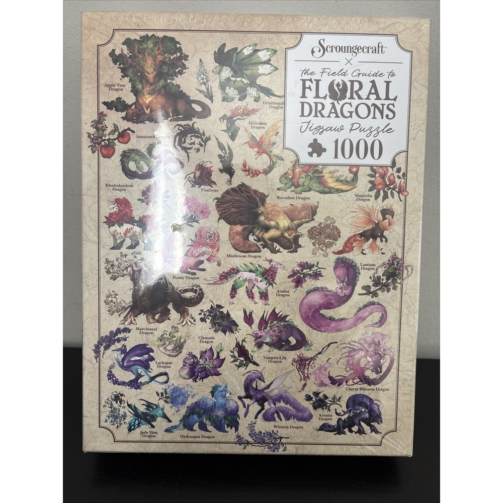 Scroungecraft "The Field Guide to Floral Dragons" 1000-Piece Jigsaw Puzzle NEW